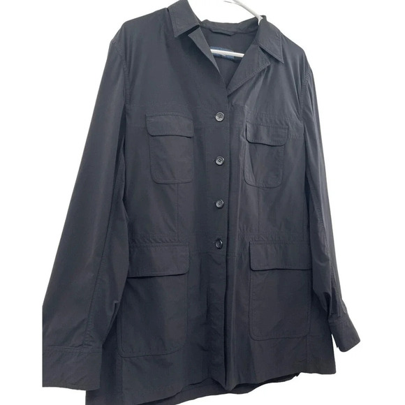 Piazza Sempione Safari Jacket Nylon Black Size IT 48 US 12 Button Down - Picture 5 of 15